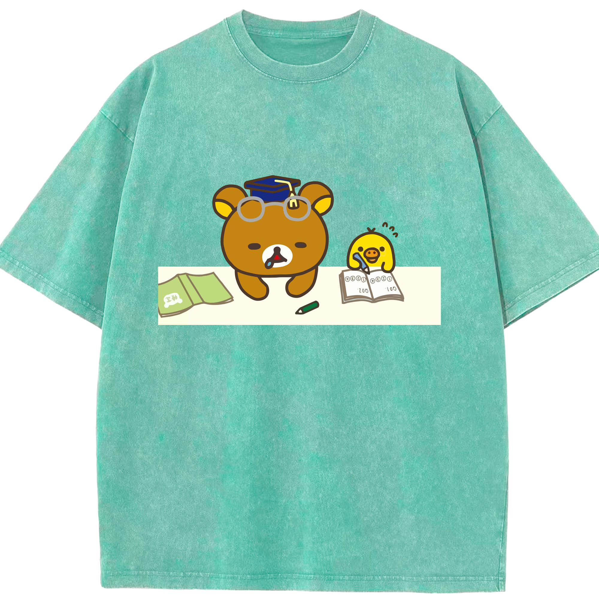 （画像用） リラックマ リラックマ キイロイトリ Rilakkuma Korilakkuma Kiiroitori 綿100% ヴィンテージ風 半袖Tシャツ（フロントプリント）